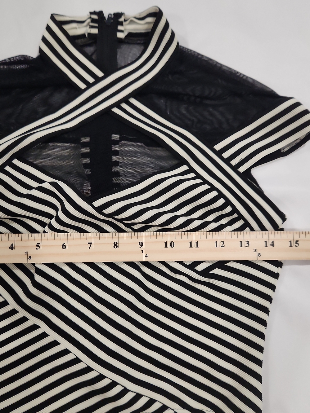Cache Bodysuits 90s Striped Bodysuit in Black & White Size Small NWT Deadstock - Picture 4 of 8